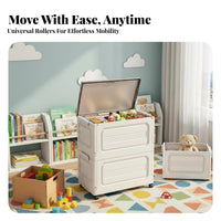 Large Capacity Wheeled Storage Tote Thickened Design Organizer Box Multi-Purpose sturdyDuty for Garage Organizers, Homeowners, Bedroom, Kids' Room, Closet, Moving