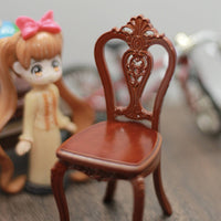 Dollhouse Chair with Carved Backrest Ornate Miniature Backrest Chair Micro for Collectors