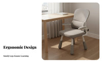 Sturdy Construction Height Adjustable Study Chair Soft Padded Seat Adjustable Student Chair Anti-Slip Feet Stable 4-Leg Design for Primary School Students, Teenagers, Homework, Reading, Home, Bedroom
