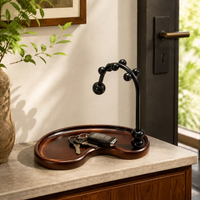 Vintage Key Rack, Freestanding Key Rack with Shelf, for Hallway & Entrance Area, Dark Material
