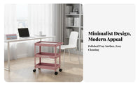 With casters 3-Tier Rolling Organizer Easy to Move 3-Tier Rolling Shelf Multi-Purpose Storage Trolley Space-Saving for Apartment Dwellers, Office Workers, Under Desk, Small Spaces, Living Room, Bedroom