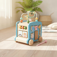 Educational Wooden Activity Cart Learning Wooden Busy Box Cart Interactive Activity Play Cube Safe for Babies, Nursery