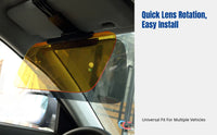 Universal Car Anti-Glare Visor, Day/Night Dual Lens, Adjustable, Front Windshield