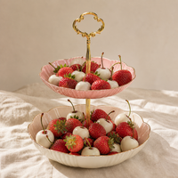 Multi-tier Dessert Stand with Plates for Fruits, Candies, Cakes, and Snacks