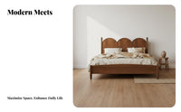 French Design Wooden Bed Modern Design Solid Wood Bed Quiet and Stable Bedroom Furniture for Couples, Homeowners, Guesthouse, Guest Room, Apartment