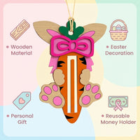 Wooden Easter Cute Creature Motif Easter Fastener Clip Sturdy Wood Bunny Holder for Kids, Family