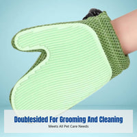 Pet Grooming Glove, Cat Hair Remover, Double-Sided, Antiabrasion, Adjustable Fit, Multi-Scene Cleaning