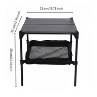 Double Layer Folding Camp Table Storage Net Aluminum Camping Table Easy Assembly
