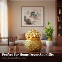 Gold Ingot Treasure Bowl Auspicious Design Chinese Wealth Bag Statue Gold Ingot Wealth Pot Festive Gift Resin Treasure Basin