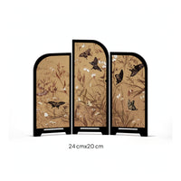 Three-Panel Desktop Screen New Chinese-Style Mini Folding Screen 3-Panel Divider Arched Tabletop Divider Decorative