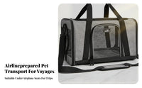 Lightweight Soft-Sided Pet Carrier Adjustable Shoulder Strap Airline Approved Cat Carrier Sturdy Material Underseat Pet Travel Bag Internal Safety Leash for Travelers, Airplanes, Car Trips, Airports, Vet Visits