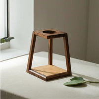 Minimalist Pour-over Coffee Stand with Wooden Base Two-Tone Wooden Coffee Dripper Stand Solid Wood Stable for Baristas, Home Kitchen, Camping