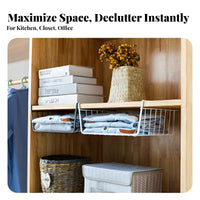 Space-Saving Under Shelf Basket Multi-Purpose Hanging Storage Basket Easy Installation for Students, Office Workers, Kitchen, Closet, Pantry
