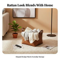 Storage Bin with Lid Multi-Functional Woven Basket with Lid Large Capacity