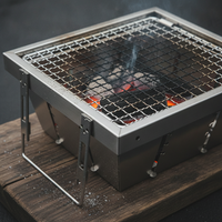 Portable Stainless Steel Folding Mini BBQ Grill with Charcoal Stove for Home Outdoor Camping