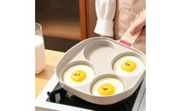 Lid 4-Hole Omelet Pan Easy to Clean 4-Hole Omelette Pan Even Heat Distribution Nonstick Egg Skillet Quick Heating