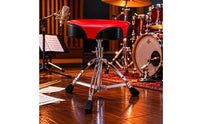Tripod Base Height Adjustable Drum Throne Chrome Metal Height-Adjustable Drum Stool Rubber Foot Caps Performance Gear Locking Hardware for Drummers, Percussionists