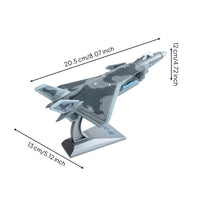 1/100 J-20 Model 1:100 Fighter Jet Model with Stand Collectible Fighter Jet with Stand for Aviation Enthusiasts, Collectors, Showcase, Study