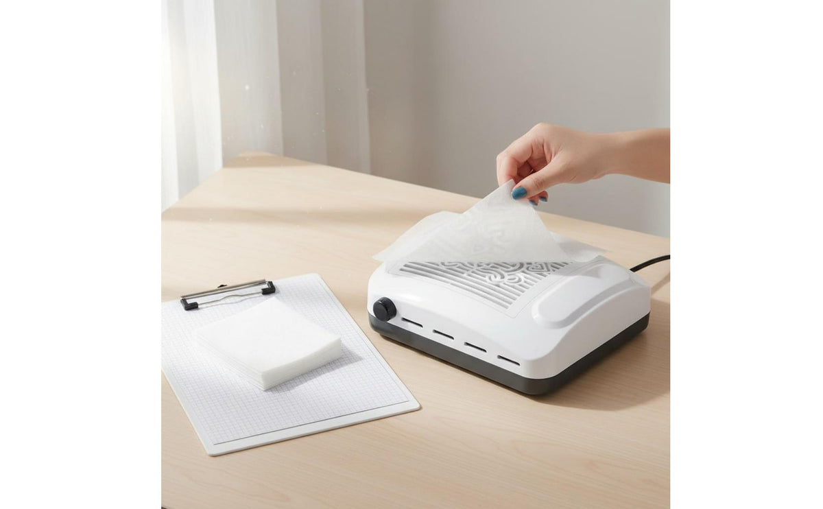 100 Pieces Cuttable Manicure Dust Collector Filter Lint-without Lint Non-Woven Dust Collector Filter High-Performance Filtration Disposable Nail Vacuum Sheet Hygienic for Manicurists, Beauty Parlor