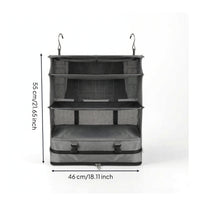 Hanging Travel Organizer 3-Tier Closet Organizer with Zipper Bag Collapsible