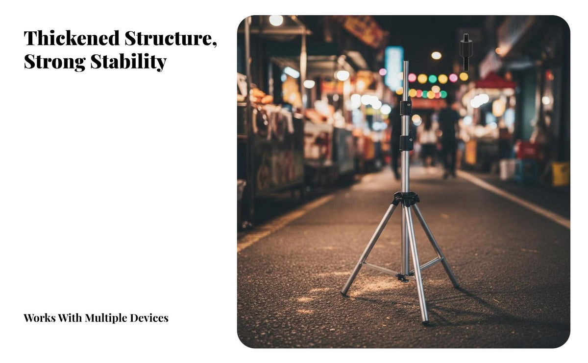 Foldable Design Telescopic Light Stand Sturdy Metal Construction Portable Work Light Stand Adjustable Photography Tripod for Street Vendors, Live Streamers, Content Creators, Night Market, Outdoor, On Location