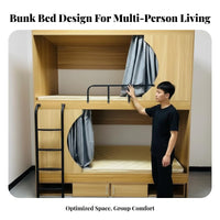 Wooden Bunk Bed Sturdy Guardrail Solid Wood Bed Frame Quiet and Stable Bedroom Furniture for Teens, Adults Apartment, Dorm Room, Vacation Home
