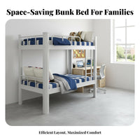 Bunk Bed No Box Spring Needed Metal Bunk Bed Full-Length Guardrails for Students, Adults, Dorm Room Quarters, Small Apartment