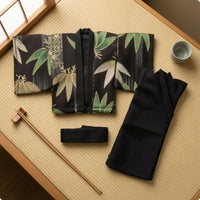 3 Pieces 1:12 Scale  Doll Kimono Outfit Wide Sleeves Black Waist Sash Matching Set