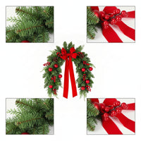 Christmas Wreath Festive Christmas Wreath with Bow Pre-Decorated Decorations for Homeowners, Decorators, Front Door, Wall, Window