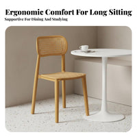 Stackable Cane-Back Side Chair Retro Design Indoor Seating Breathable Weave Easy to Clean for Restaurant Owners, Homeowners, Interior Designers, Dining Room, Lounge, Home Office, Bedroom