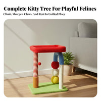 U-Shaped Feline Climbing Frame Colorful Design Feline Playground Space-Saving Pet Supply for Apartment, Indoors, Living Room