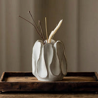 Tabletop Vase Matte Sculptural Vase Textured Flower Holder for Decorators, Simplicity Seekers