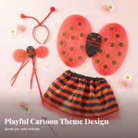 4 Pieces Bee Costume Set Cute Fairy Tale Theme Ladybug Costume Set Glittery Appendages Fairy Outfit for Kids, Girls, Performances, Stage Shows