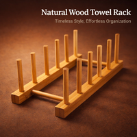 Display Shelf, Vintage Towel Rack for Bathroom, Punch Washroom & Powder Room Organizer for Travelers, Wood Storage for Hotels & Guesthouses
