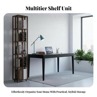 360-Degree Rotation Rotating Book shelving unit Space-Saving Design Revolving bookshelf Multi-Tier Shelving bookshelf Movable with casters for Students, Adults, Parents, Living Room, Small areas, Bedroom, Corner