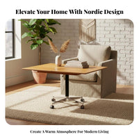 Nordic Design Adjustable C-Shaped Table Mobile with casters C-Shaped Couch Table Foldable surface Household Furniture Space-Saving for Apartment Dwellers, Homeowners, Remote Workers, Living Room, Small Spaces, Bedroom, Home Office