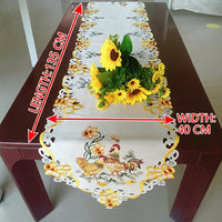 Easter Table Runner Embroidered Rooster Table Placemat Festive Dining Table Decoration Rustic Charm Table Mat for Home Kitchen Party