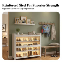 Steel Footwear Storage Unit Dust-Resistant Multi-Tier Shoe Rack with Doors Dust Resistant Design Freestanding Entryway Cabinet for Families, Foyer