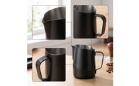 304 Stainless Steel Latte Art Pitcher with Eagle-Beak Spout Angled Milk Frothing Pitcher with Measurement Markings Matte Espresso Milk Jug with Handle Brushed for Baristas, Coffee Lovers