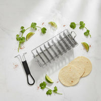 8 Slot Taco Holder Rack Fryer Basket Easy to Maintain 8-Slot Taco Frying Basket Dishwasher for Commercial Kitchens, Restaurants