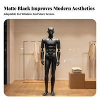 Full Body Male Mannequin Modern Design Matte Black Display Mannequin Realistic Proportions men's Clothing Display Stand for Window Displays, Showrooms