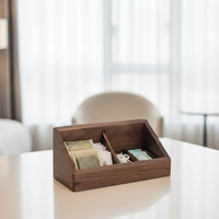 Desktop Organizer Solid Wood Wooden Storage Box Black Walnut Tabletop Box with Compartments for Desk, Counter, Reception Area