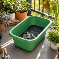Large Rectangular Planter Box with Wheels, 59x31x18.5cm Wheeled Trough Planter Outdoor, Thickened Resin Garden Planters Outdoor for Patio