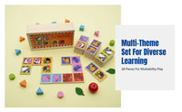 Wooden Tile Matching Game, Animal Fruit Traffic Number Theme, Early Education, Preschool Cognitive Toy for Kids