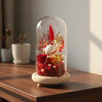 Good Luck Charm DIY Fortunate Cat Cloche Kit Beginner Friendly Beckoning Cat Preserved Flower Display LED Lights Maneki-Neko Light-up Dome for Crafters, Beginners, Team Building Activity, Shop Opening Gift, Office Decor