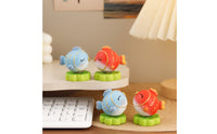 4 Pieces Playful Rotating Ornament with Lotus Base Compact Auspicious Koi Figurine Golden Koi Aquatic Creature Ornament Stress-Relief for Office Desk, Tabletop, Study Area
