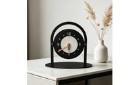 Modern Minimalist Desk Clock Decorative Accent Metal Frame Table Clock Noiseless Mechanism Timepiece for Living Room, Office, Bookshelf