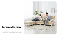 Corner Chaise Lounge Set European Design Living Room Furniture Tufted Backrest Sectional Sofa for Apartment Dwellers, Lounging Area, Home Entertaining