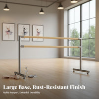 Stable Double Dance Barre Non-Slip Feet Portable Double Dance Bar Easy Assembly Home Practice Barre Heavy Duty for Children, Adults, Dancers, Gym