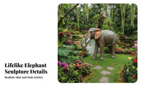 Elephant Statue Weather-Resistant Large Elephant Sculpture Sturdy Lifelike Creature Statue for Gardeners, Business Owners, Yard, Lawn
